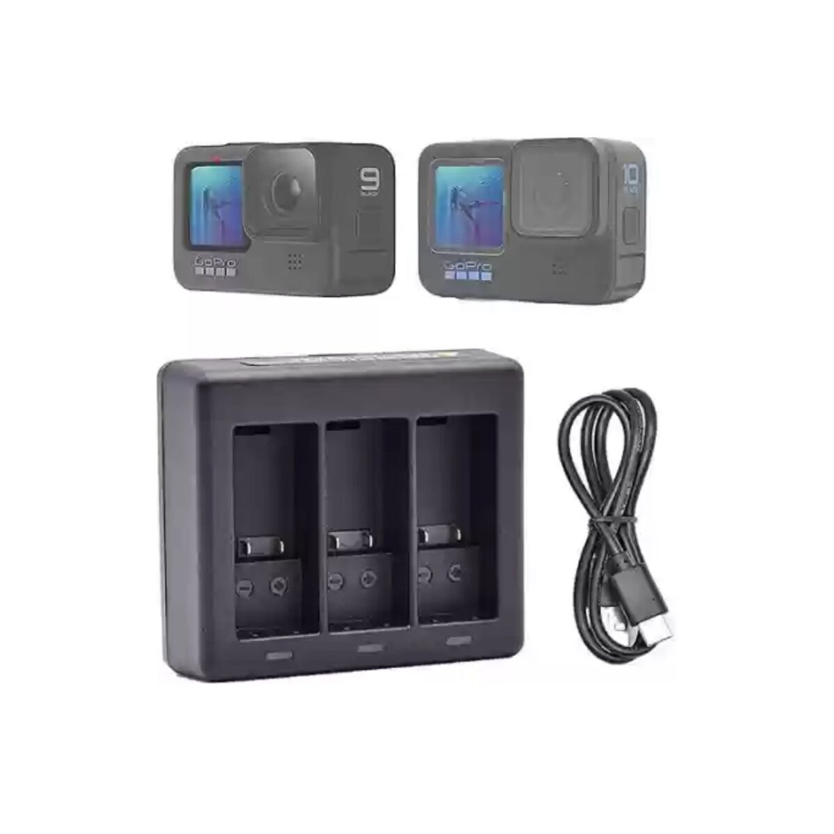 Battery Charger Hub for GoPro Hero Supports 3 Batteries