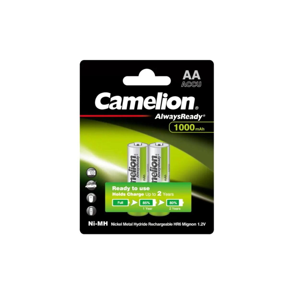 Camelion AA2 1000 mAh rechargeable Batteries