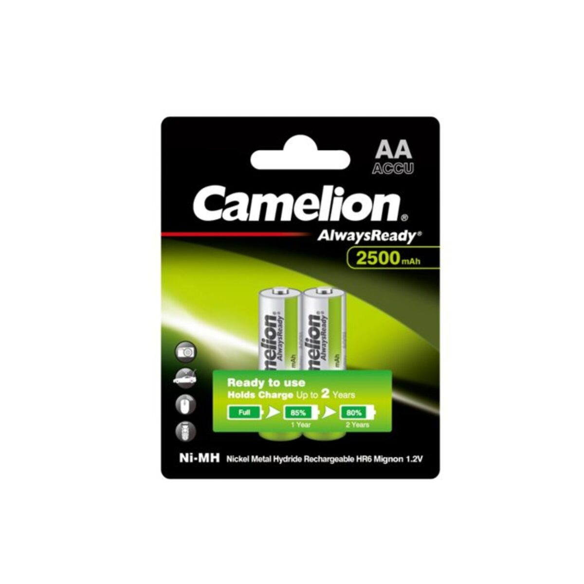 Camelion AA2 2500 mAh rechargeable Batteries