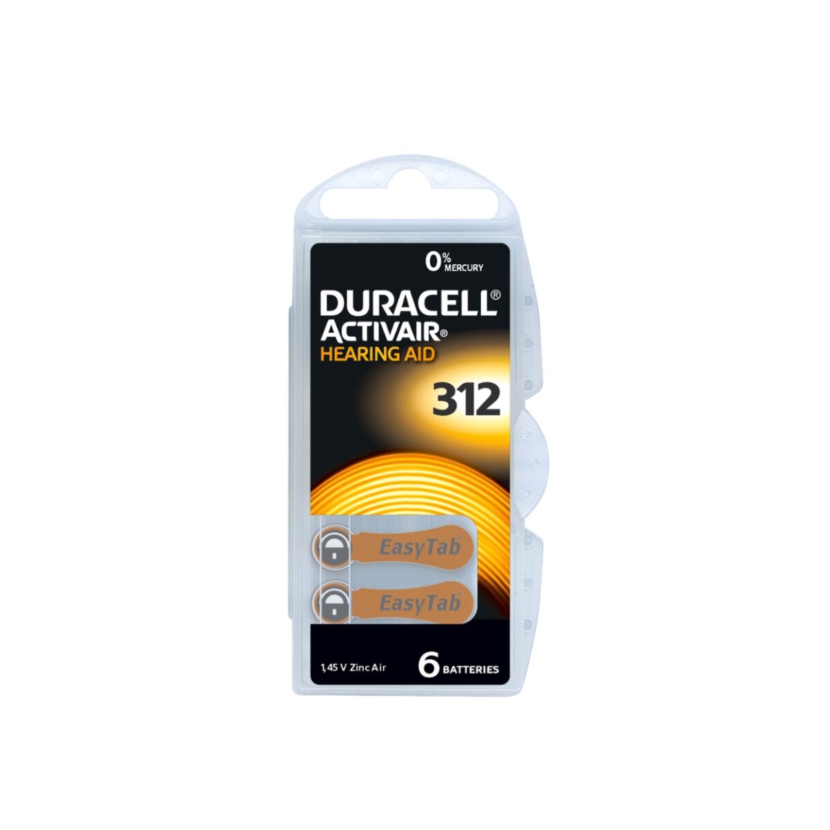 Duracell Hearing Aid Batteries Size 312 pack of 6 batteries