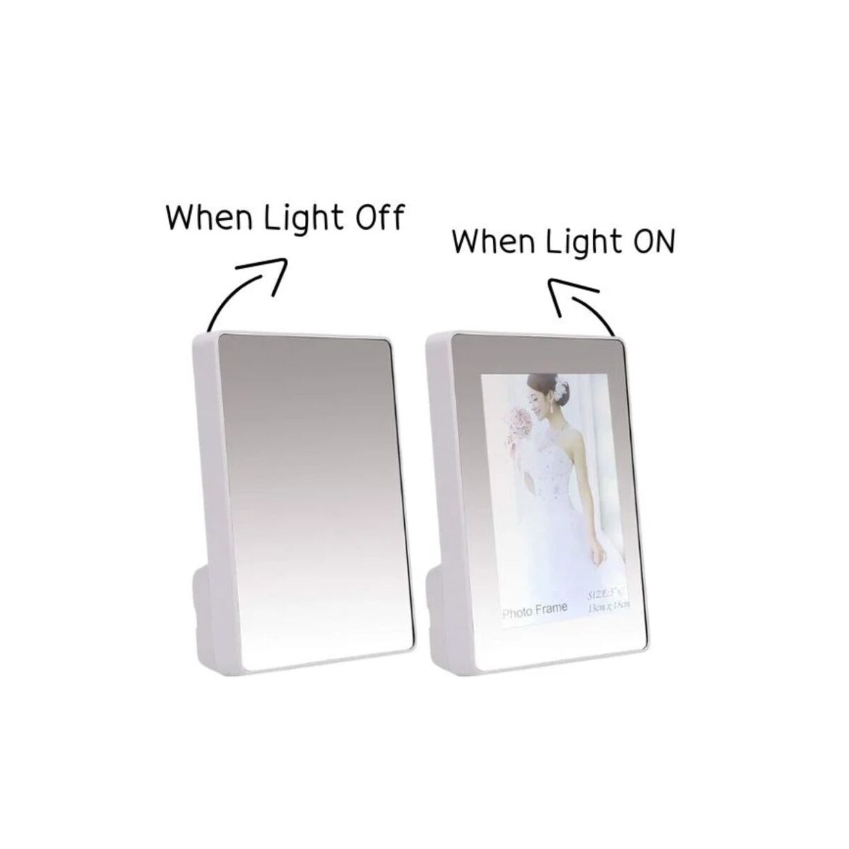 Magic Mirror Photo Frame With LED Lights Rectangular Shape Imported Quality For Your Loved Ones