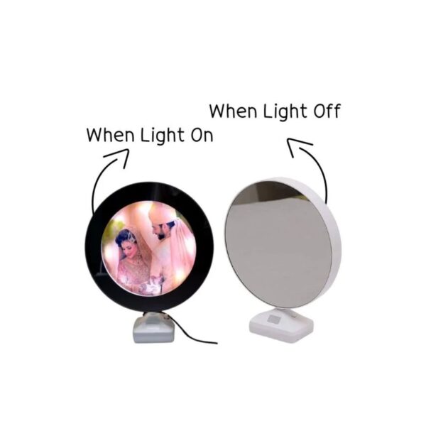 Magic Mirror Photo Frame With LED Lights Round Shape Imported Quality With Picture