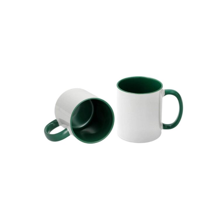 Mug Inside Dark Green Color Ceramic Plain Sublimation 11 Oz