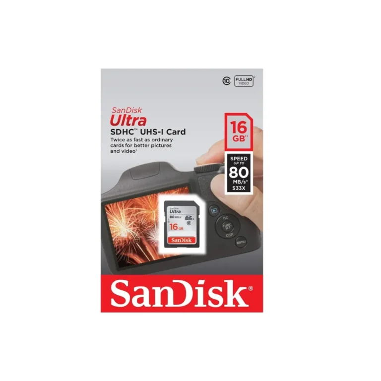 SanDisk 16GB Ultra UHS-I SDHC Memory Card – 80MB/s