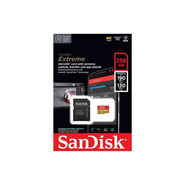 SanDisk 256GB Extreme UHS-I microSDXC Memory Card 190 mb