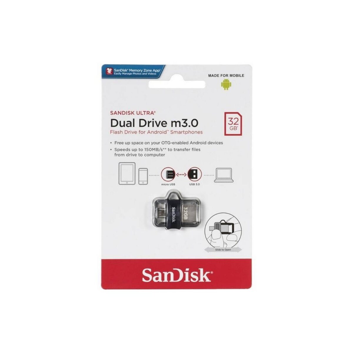 SanDisk 32GB Usb Ultra Dual m3.0 USB 3.0 micro-USB Flash Drive