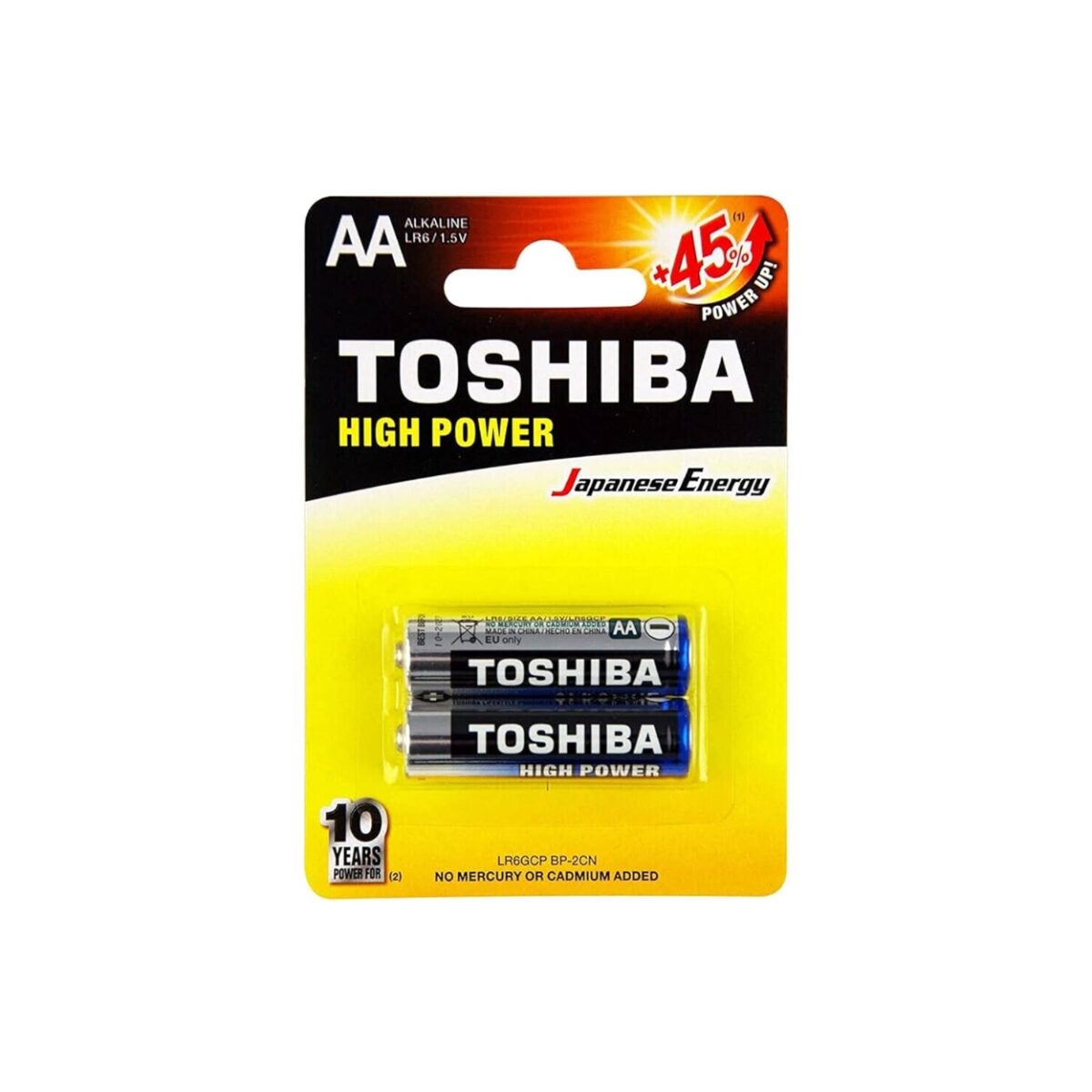 Toshiba High Power AA 2 Alkaline Batteries