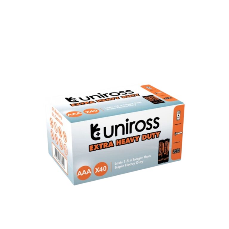 Uniross Original AAA2 Size Extra Heavy Duty Batteries ( Box of 40 Pcs )