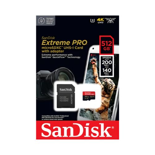 SanDisk 512GB Extreme Pro UHS-I microSDXC Memory Card 200MB/s